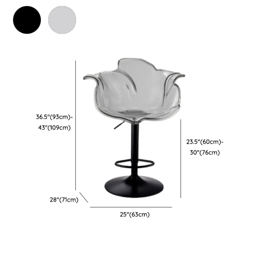 Tabourets de bar pivotants en acrylique transparent, réglables en hauteur et avec dossier