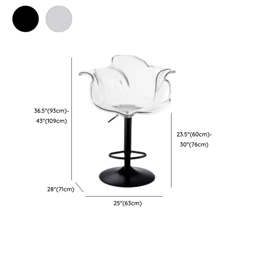 Tabourets de bar pivotants en acrylique transparent, réglables en hauteur et avec dossier