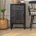 Buffet en bois noir à motif artistique, 3 étagères
