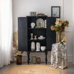 Buffet en bois noir à motif artistique, 3 étagères