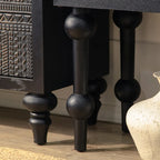 Buffet en bois noir à motif artistique, 3 étagères