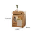 Table d'appoint mobile en bois naturel avec plateau rabattable et tiroirs de rangement
