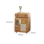 Table d'appoint mobile en bois naturel avec plateau rabattable et tiroirs de rangement