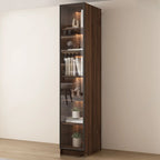 Grande bibliothèque moderne en bois de cacao brun avec portes vitrées