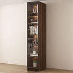Grande bibliothèque moderne en bois de cacao brun avec portes vitrées