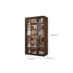 Grande bibliothèque moderne en bois de cacao brun avec portes vitrées
