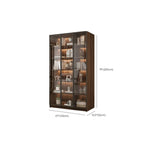 Grande bibliothèque moderne en bois de cacao brun avec portes vitrées