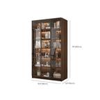 Grande bibliothèque moderne en bois de cacao brun avec portes vitrées
