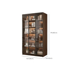 Grande bibliothèque moderne en bois de cacao brun avec portes vitrées