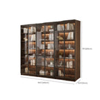 Grande bibliothèque moderne en bois de cacao brun avec portes vitrées
