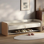 Banc de rangement rembourré en pin avec dossier pour salon