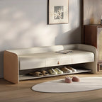 Banc de rangement rembourré en pin avec dossier pour salon