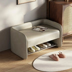 Banc de rangement rembourré en pin avec dossier pour salon