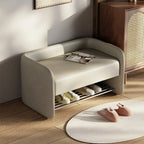 Banc de rangement rembourré en pin avec dossier pour salon