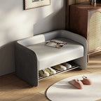 Banc de rangement rembourré en pin avec dossier pour salon