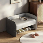 Banc de rangement rembourré en pin avec dossier pour salon