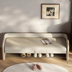 Banc de rangement rembourré en pin avec dossier pour salon