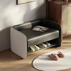 Banc de rangement rembourré en pin avec dossier pour salon
