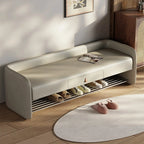 Banc de rangement rembourré en pin avec dossier pour salon