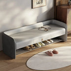 Banc de rangement rembourré en pin avec dossier pour salon