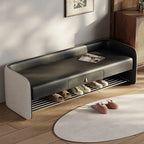 Banc de rangement rembourré en pin avec dossier pour salon