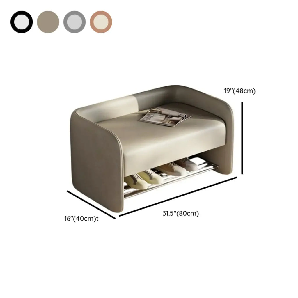 Banc de rangement rembourré en pin avec dossier pour salon