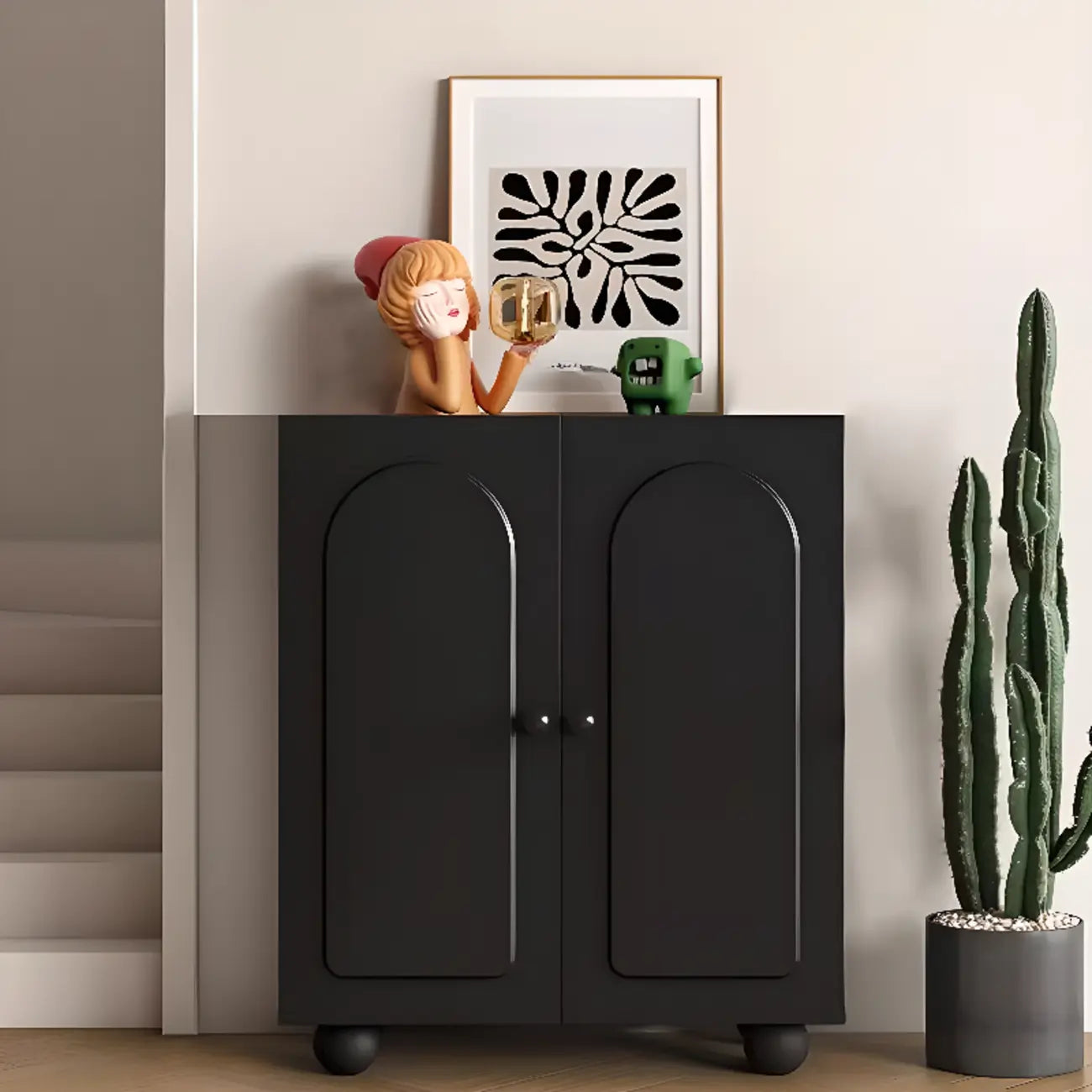 Meuble à chaussures chic en bois avec étagères réglables, blanc/noir