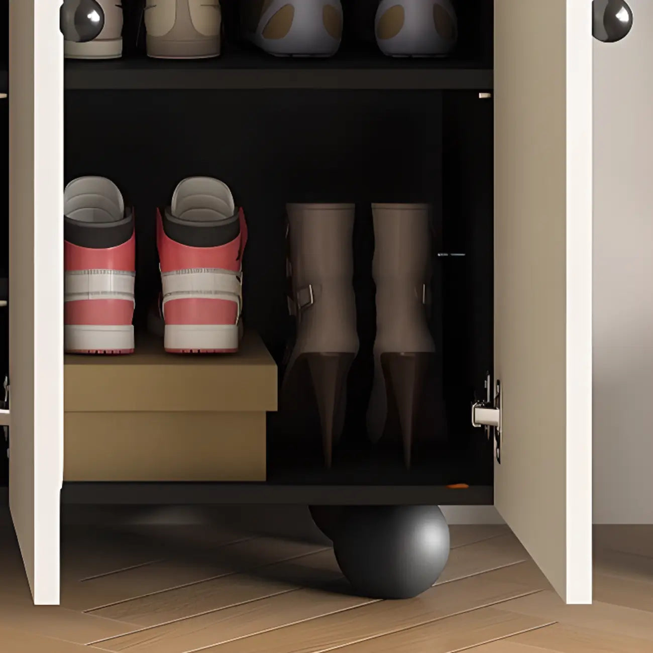 Meuble à chaussures chic en bois avec étagères réglables, blanc/noir