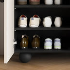 Meuble à chaussures chic en bois avec étagères réglables, blanc/noir