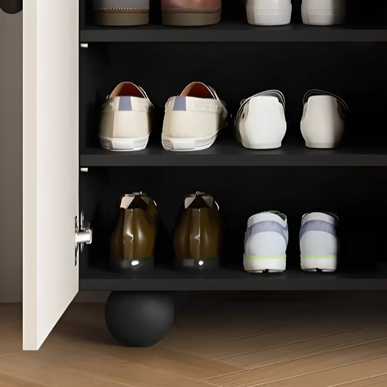 Meuble à chaussures chic en bois avec étagères réglables, blanc/noir