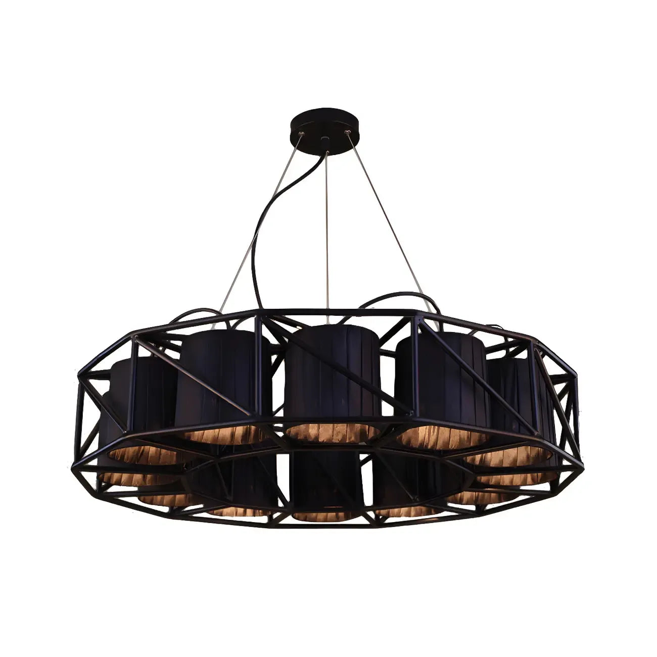 Lustre moderne géométrique en métal noir