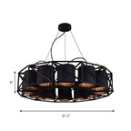 Lustre moderne géométrique en métal noir