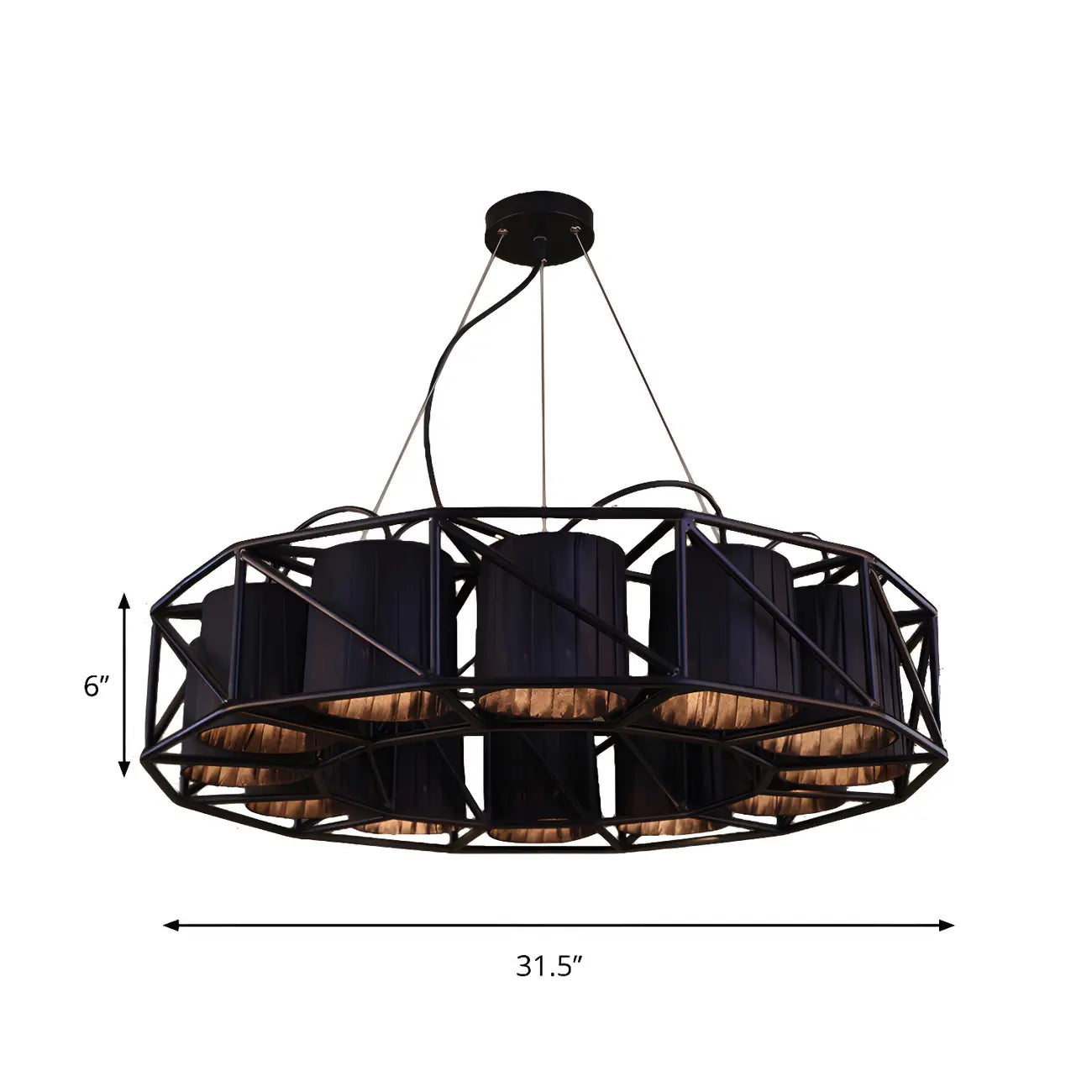 Lustre moderne géométrique en métal noir