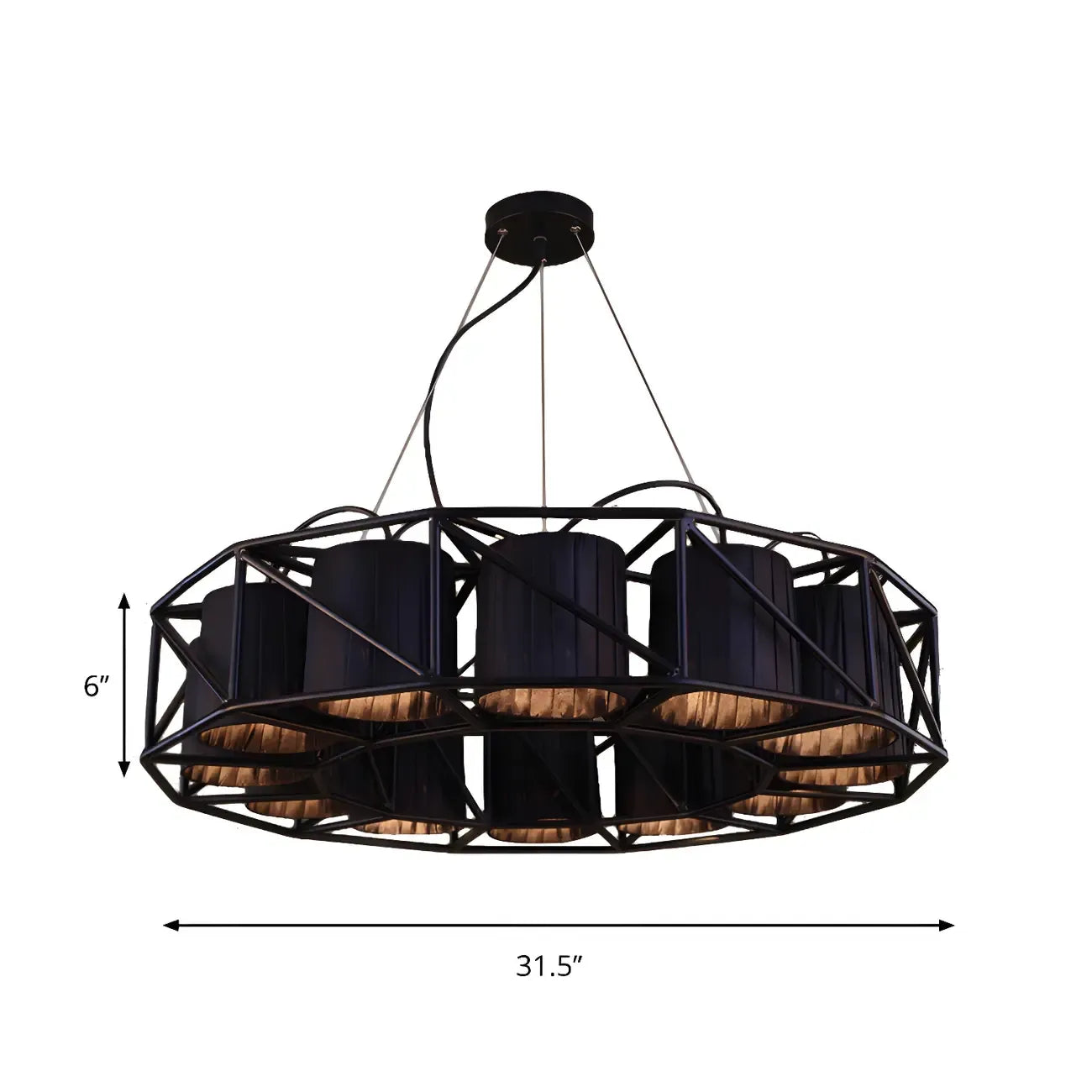 Lustre moderne géométrique en métal noir