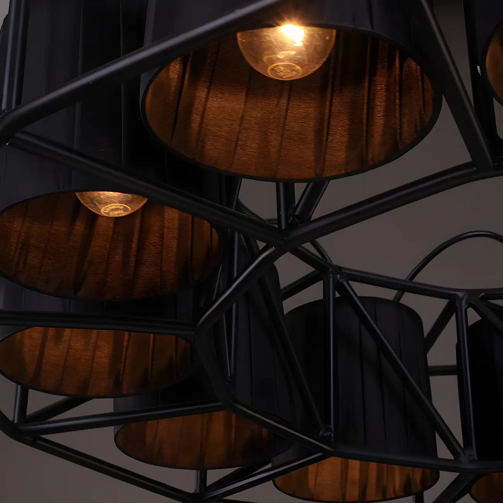 Lustre moderne géométrique en métal noir