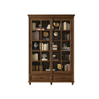 Grande vitrine de rangement en bois blanc avec porte coulissante