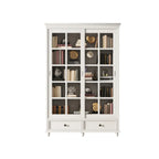 Grande vitrine de rangement en bois blanc avec porte coulissante