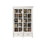 Grande vitrine de rangement en bois blanc avec porte coulissante
