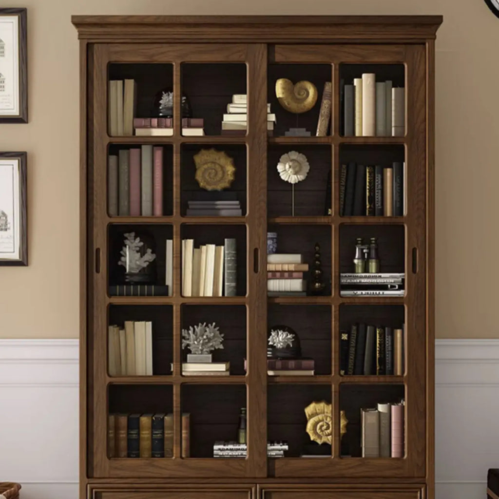 Grande vitrine de rangement en bois blanc avec porte coulissante