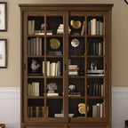 Grande vitrine de rangement en bois blanc avec porte coulissante