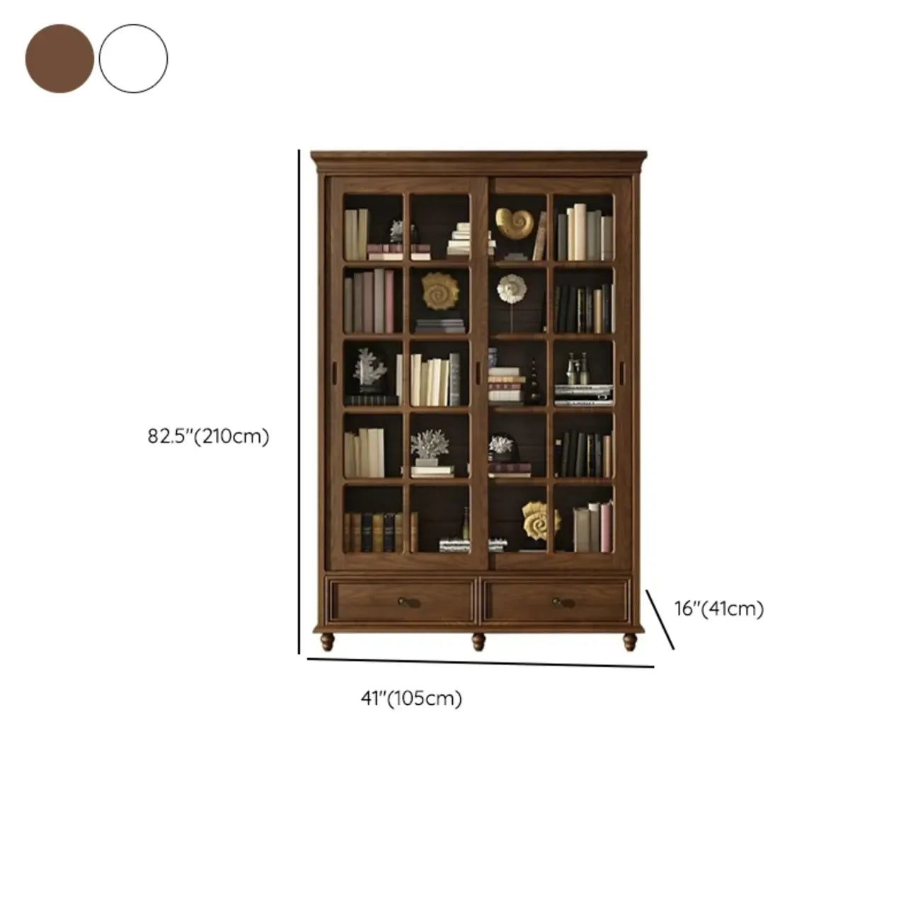 Grande vitrine de rangement en bois blanc avec porte coulissante