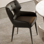 Chaise de salle à manger moderne en similicuir avec dossier ouvert et accoudoirs