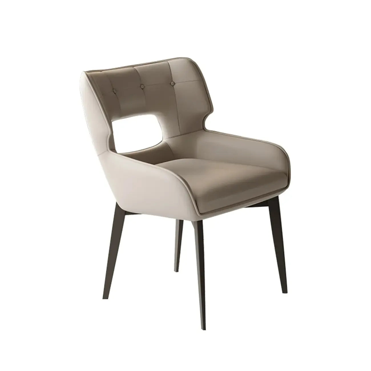 Chaise de salle à manger moderne en similicuir avec dossier ouvert et accoudoirs