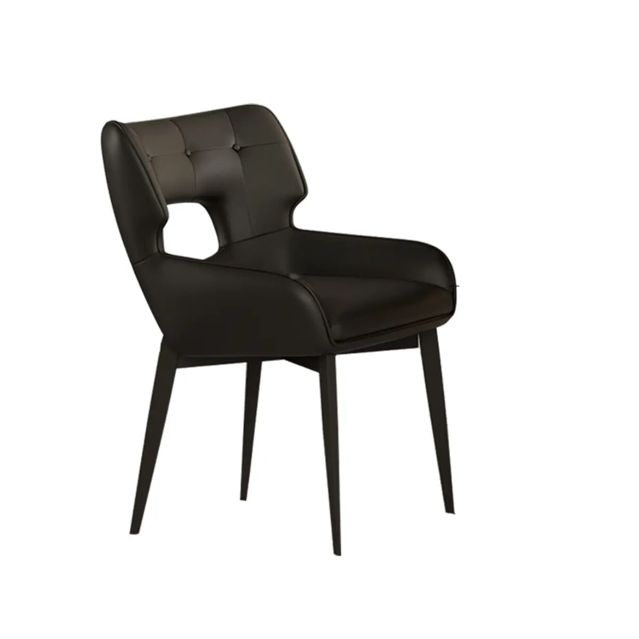 Chaise de salle à manger moderne en similicuir avec dossier ouvert et accoudoirs