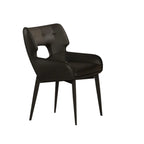 Chaise de salle à manger moderne en similicuir avec dossier ouvert et accoudoirs