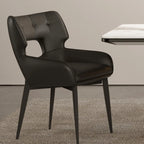 Chaise de salle à manger moderne en similicuir avec dossier ouvert et accoudoirs
