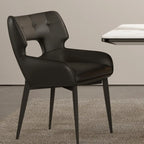 Chaise de salle à manger moderne en similicuir avec dossier ouvert et accoudoirs