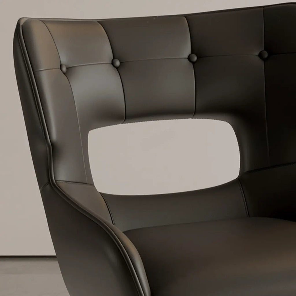 Chaise de salle à manger moderne en similicuir avec dossier ouvert et accoudoirs
