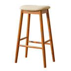 Tabourets de bar en bois avec assise en cuir marron et dossier sans dossier