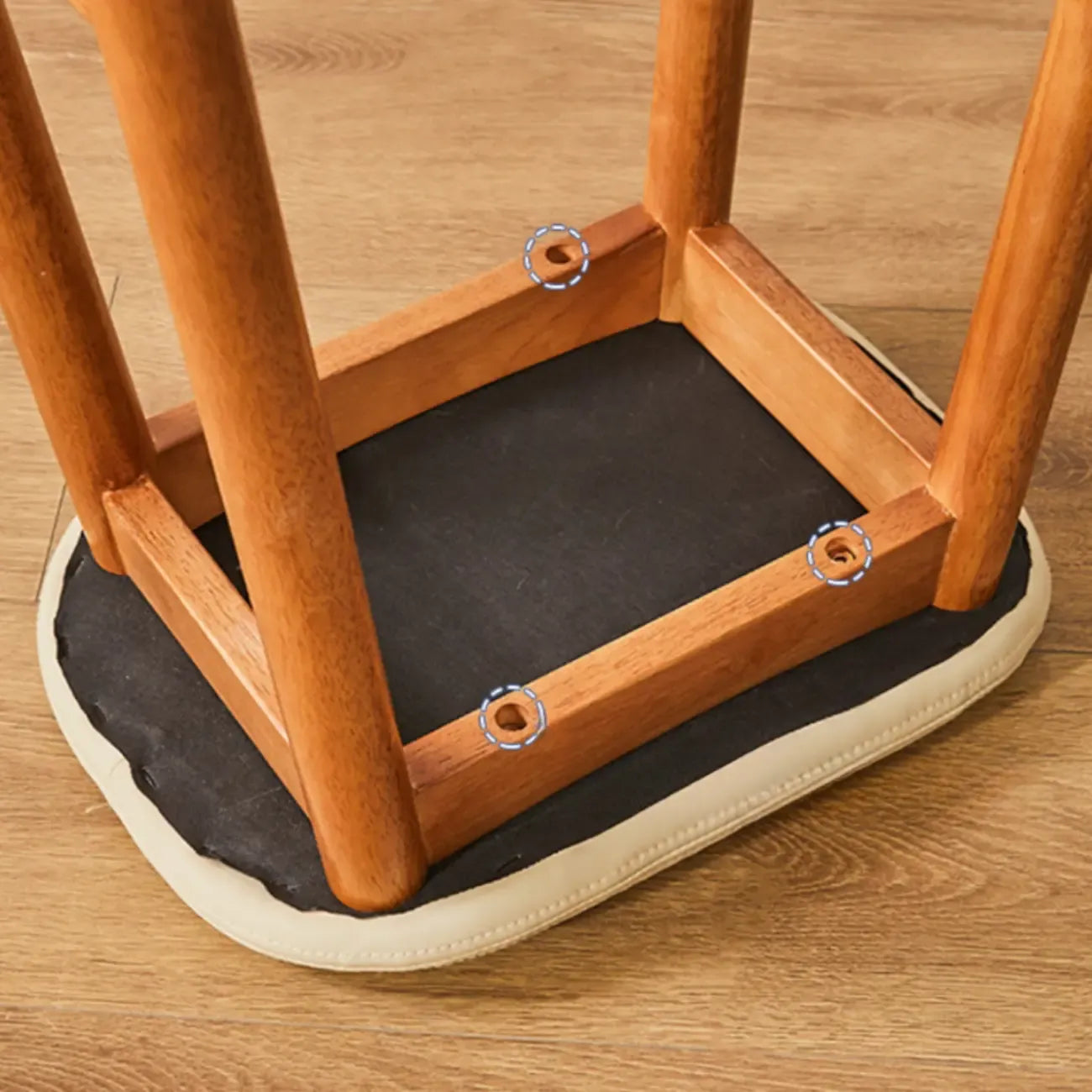 Tabourets de bar en bois avec assise en cuir marron et dossier sans dossier
